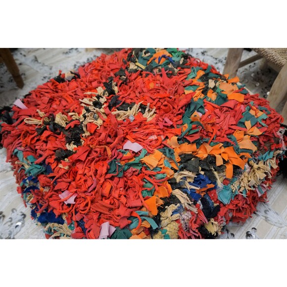 Moroccan Vintage Pouf Floor Pillow Berber Ottoman 03YL00489 - Picture 3 of 10
